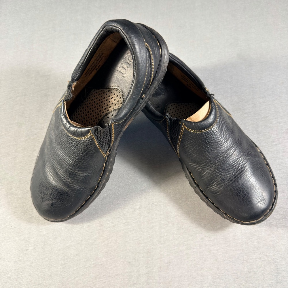 Born Mens Black Leather Slip On Loafers Comfort Shoes W3542 Size 10/42